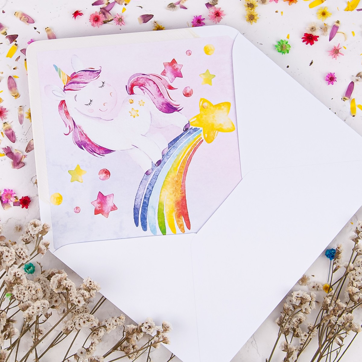 Zaproszenia na Urodziny dla dziewczynki z magicznym jednorożcem - Magic Unicorn